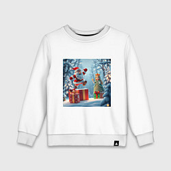 Свитшот хлопковый детский Дед Морозио и Принцесса Снегурочка: вперёд за пода, цвет: белый