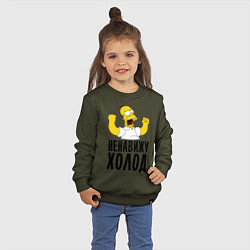 Свитшот хлопковый детский Ненавижу холод, цвет: хаки — фото 2