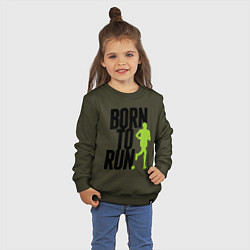 Свитшот хлопковый детский Рожден для бега, цвет: хаки — фото 2