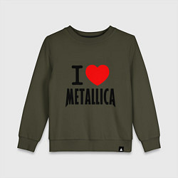 Свитшот хлопковый детский I love Metallica, цвет: хаки