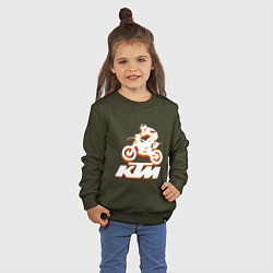 Свитшот хлопковый детский KTM белый, цвет: хаки — фото 2