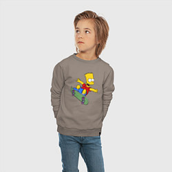 Свитшот хлопковый детский Барт на скейте, цвет: утренний латте — фото 2