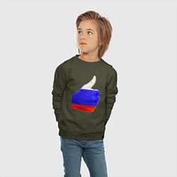 Свитшот хлопковый детский Россия мне нравится!, цвет: хаки — фото 2