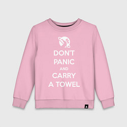 Свитшот хлопковый детский Dont panic & Carry a Towel, цвет: светло-розовый