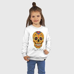 Свитшот хлопковый детский Мексиканский череп, цвет: белый — фото 2