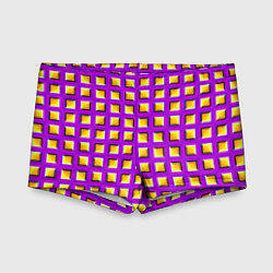 Плавки для мальчика Фиолетовый Фон с Желтыми Квадратами Иллюзия Движен, цвет: 3D-принт