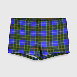 Плавки для мальчика Ткань Шотландка сине-зелёная, цвет: 3D-принт