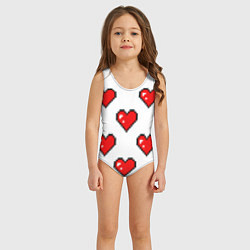 Купальник для девочки Сердца в стиле пиксель-арт, цвет: 3D-принт — фото 2