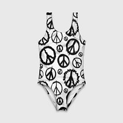 Купальник для девочки Many peace logo, цвет: 3D-принт
