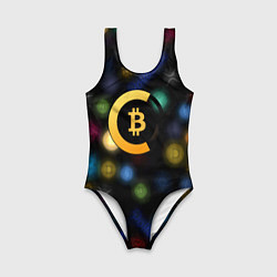 Купальник для девочки Bitcoin logo criptomoney, цвет: 3D-принт
