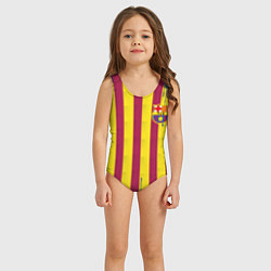 Купальник для девочки Полосатые цвета футбольного клуба Барселона, цвет: 3D-принт — фото 2