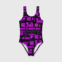 Купальник для девочки Bon Jovi neon pink rock, цвет: 3D-принт