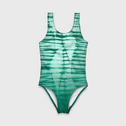 Купальник для девочки Tie-dye green stripes, цвет: 3D-принт