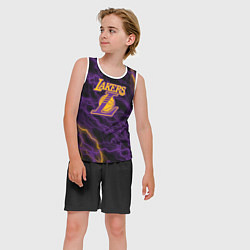 Майка-безрукавка детская Лейкерс Lakers яркие молнии, цвет: 3D-белый — фото 2