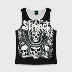Майка-безрукавка детская Slipknot и черепушки, цвет: 3D-белый