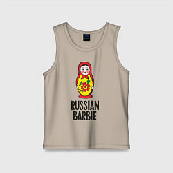 Майка детская хлопок Russian Barbie, цвет: миндальный