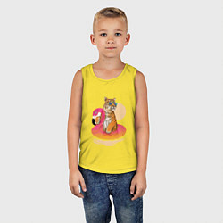 Майка детская хлопок Тигр на фламинго, цвет: желтый — фото 2