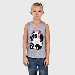 Майка детская хлопок Panda in headphones панда в наушниках, цвет: меланж — фото 2