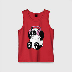 Майка детская хлопок Panda in headphones панда в наушниках, цвет: красный