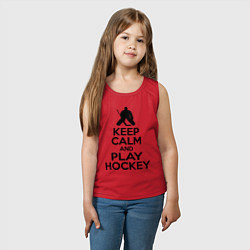Майка детская хлопок Keep Calm & Play Hockey, цвет: красный — фото 2