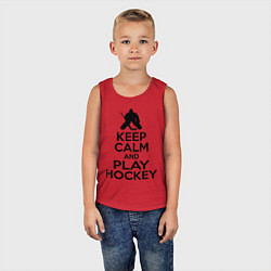 Майка детская хлопок Keep Calm & Play Hockey, цвет: красный — фото 2