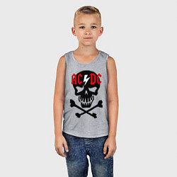 Майка детская хлопок AC/DC Skull, цвет: меланж — фото 2
