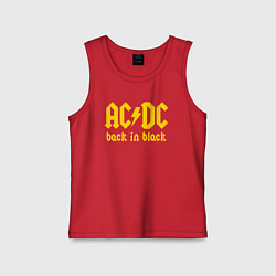 Майка детская хлопок ACDC BACK IN BLACK, цвет: красный