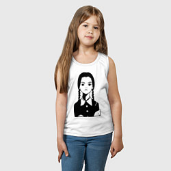 Майка детская хлопок Wednesday Addams, цвет: белый — фото 2