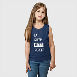 Майка детская хлопок ЕСТЬ СПАТЬ ATEEZ ПОВТОРИТЬ, цвет: тёмно-синий — фото 2