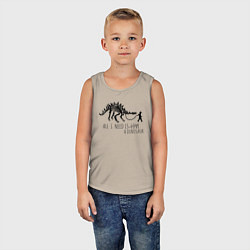 Майка детская хлопок All a need is dinosaur, цвет: миндальный — фото 2