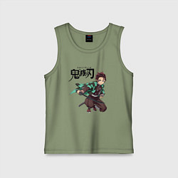 Майка детская хлопок KIMETSU NO YAIBA, цвет: авокадо