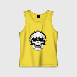 Майка детская хлопок Skull Music lover, цвет: желтый