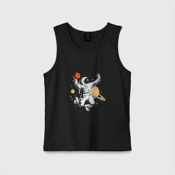 Майка детская хлопок Space bascetball, цвет: черный