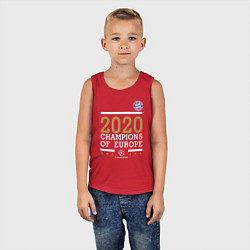 Майка детская хлопок FC Bayern Munchen Champions of Europe 2020, цвет: красный — фото 2