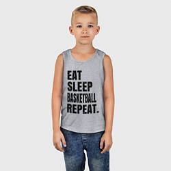 Майка детская хлопок EAT SLEEP BASKETBALL REPEAT, цвет: меланж — фото 2