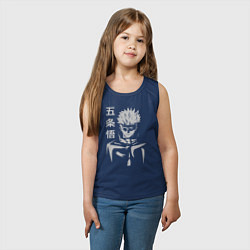 Майка детская хлопок Годжо сенсей Магическая битва, цвет: тёмно-синий — фото 2