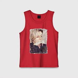 Майка детская хлопок Задумчивый Чонгук, цвет: красный