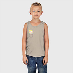 Майка детская хлопок Баттерс в кармане, цвет: миндальный — фото 2