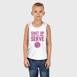 Майка детская хлопок Shut Up And Serve, цвет: белый — фото 2