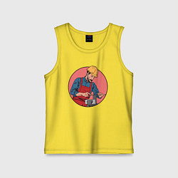 Майка детская хлопок Строитель, цвет: желтый