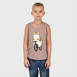 Майка детская хлопок Котик на велосипеде, цвет: пыльно-розовый — фото 2