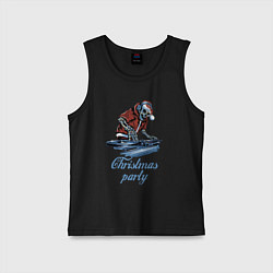 Майка детская хлопок Christmas party, cool DJ, цвет: черный