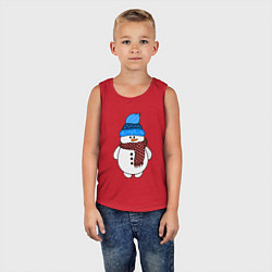 Майка детская хлопок Снеговик в шапочке, цвет: красный — фото 2