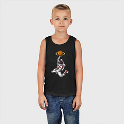 Майка детская хлопок Космический баскетболист, цвет: черный — фото 2