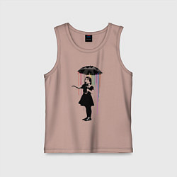 Майка детская хлопок BANKSY БЭНКСИ девушка под зонтом, цвет: пыльно-розовый