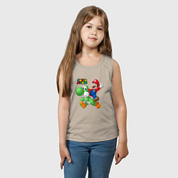 Майка детская хлопок Mario and Yoshi Super Mario, цвет: миндальный — фото 2
