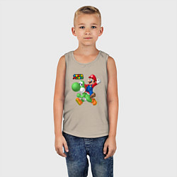 Майка детская хлопок Mario and Yoshi Super Mario, цвет: миндальный — фото 2