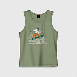 Майка детская хлопок Сноубордист snowboard, цвет: авокадо