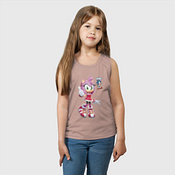 Майка детская хлопок Sonic Amy Rose Video game, цвет: пыльно-розовый — фото 2