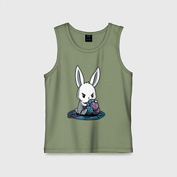 Майка детская хлопок Зайчонок обнял клубки The bunny hugged the balls, цвет: авокадо